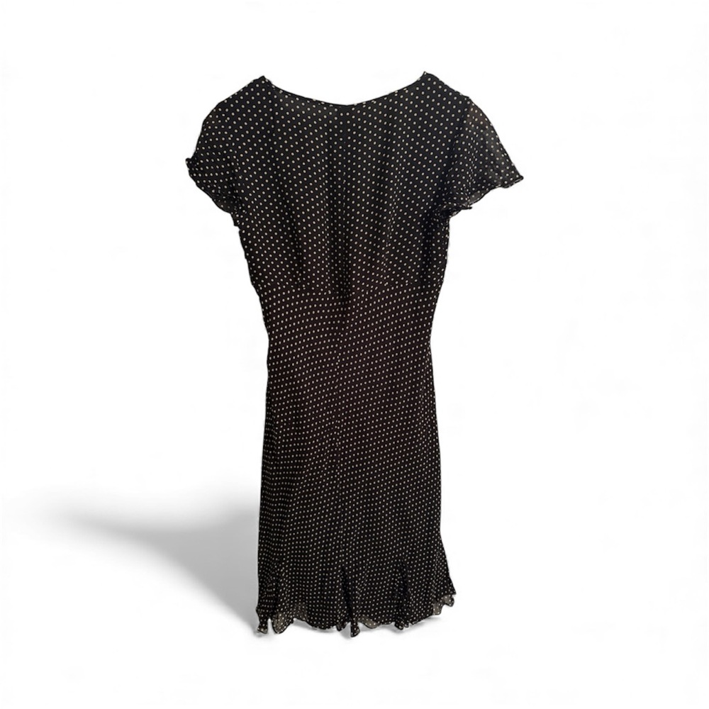 Black and White Polka Dot Midi Dress 100% Pure Silk - Picture 2 of 2
